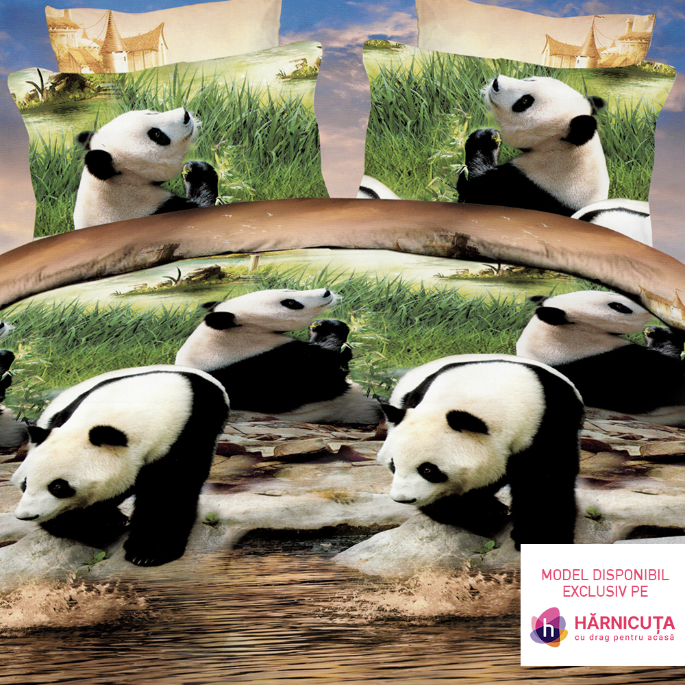 Lenjerie Bumbac Satinat 3D/5D – Panda Life LBDD0574 harnicuta.ro imagine noua