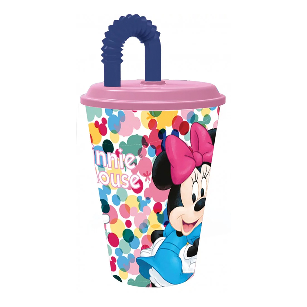 Pahar de Plastic cu Pai – 430 ml – Minnie Mouse LDS0083 harnicuta.ro imagine noua